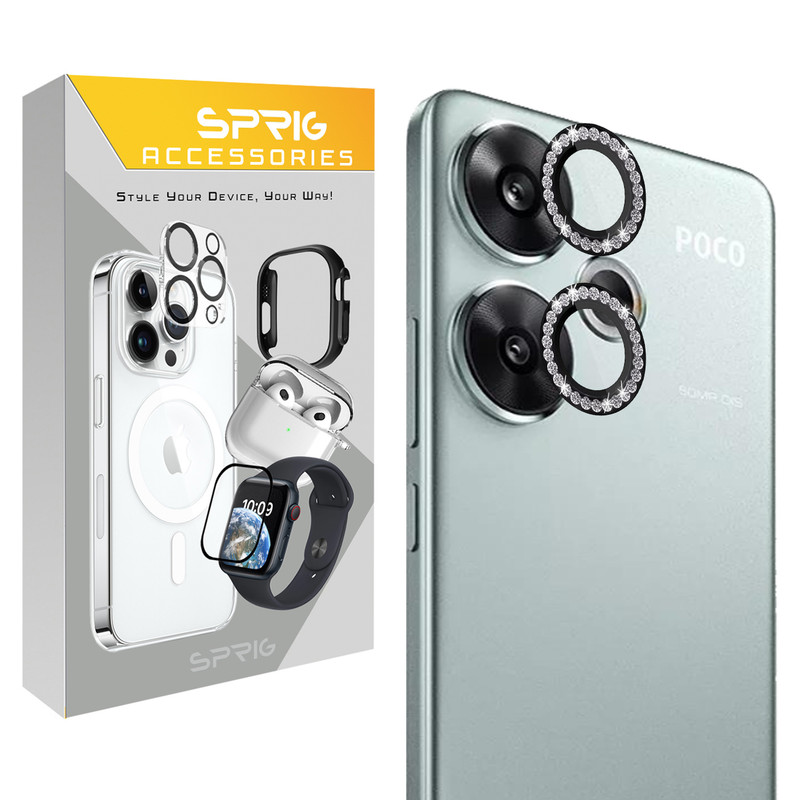 محافظ لنز دوربین رینگی اسپریگ مدل Ring Metal Diamond مناسب برای گوشی موبایل شیائومی Poco F6