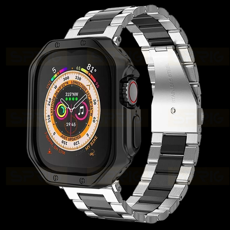 بند اسپریگ مدل 3Bead SLV-BK مناسب برای اپل واچ Ultra / Ultra 2 49mm به همراه کاور