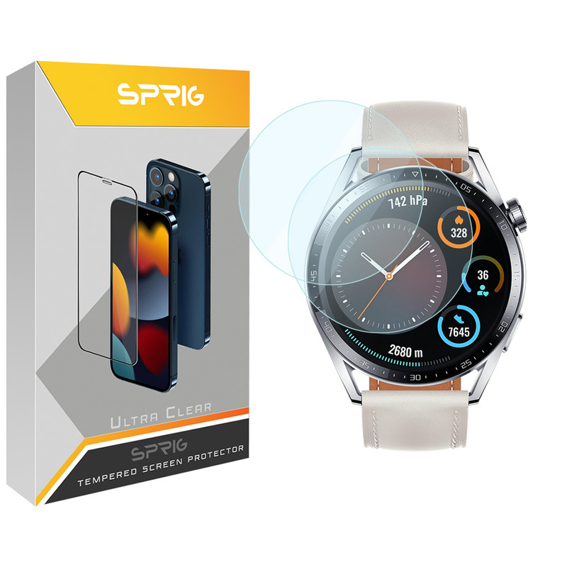 محافظ صفحه نمایش شیشه ای اسپریگ مدل SPG مناسب برای ساعت هوشمند هوآوی GT3 46mm بسته دو عددی