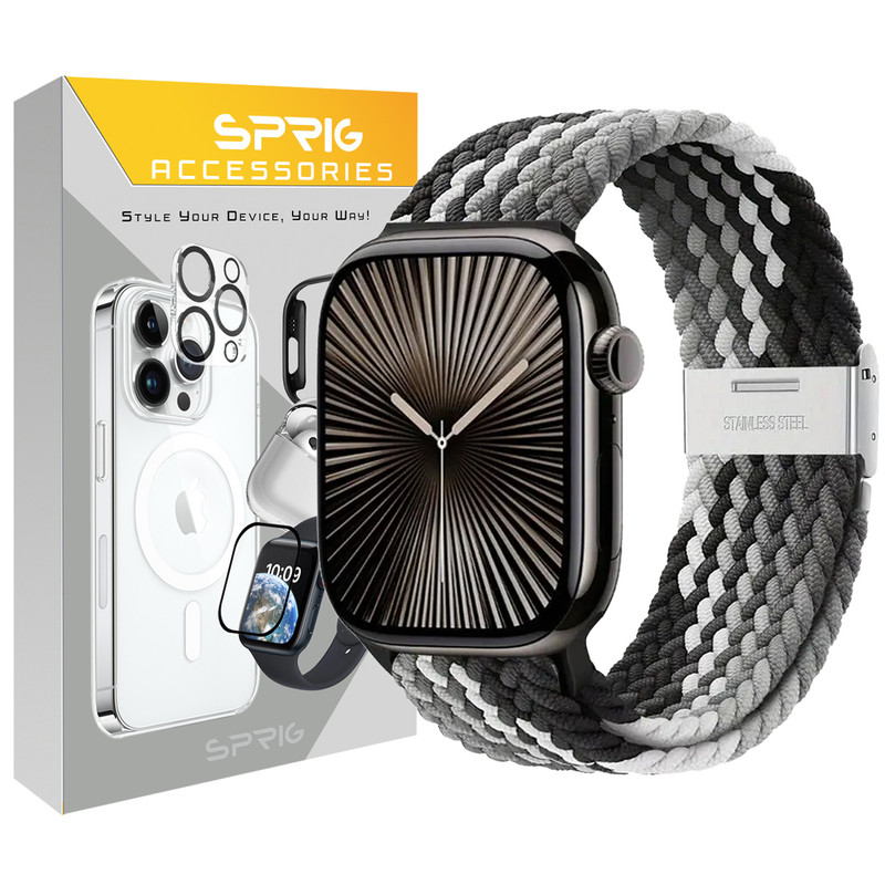 بند اسپریگ مدل Braided SGK مناسب برای اپل واچ Series 7 41mm / Series 8 41mm / Series 9 41mm / Series 10 42mm 