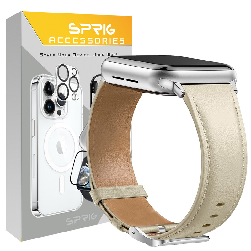 بند اسپریگ مدل Leather GIN مناسب برای اپل واچ سری Se/1/2/3/4/5/6/7/8/9/Ultra/Ultra2 سایز 42/44/45 میلی متری