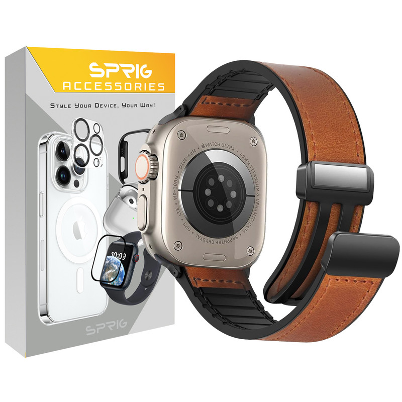 بند اسپریگ مدل Leather Magnetic Sic مناسب برای اپل واچ Ultra / Ultra 2 49mm