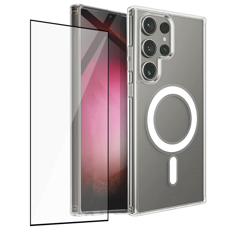 کاور اسپریگ مدل CLR Magsafe مناسب برای گوشی موبایل سامسونگ Galaxy S25 Ultra به همراه محافظ صفحه نمایش گوشی