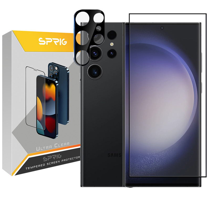 محافظ لنز دوربین اسپریگ مدل 3D-FU مناسب برای گوشی موبایل سامسونگ Galaxy S22 Ultra به همراه محافظ صفحه نمایش