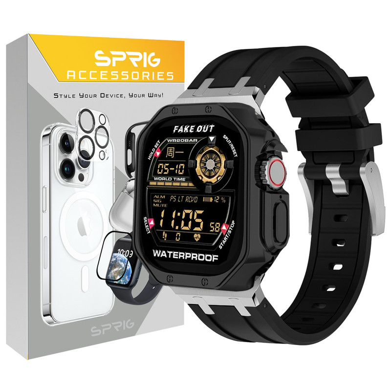 بند اسپریگ مدل Luxury AP GRD مناسب برای اپل واچ Series 7 Aluminum 45mm / Series 8 Aluminum 45mm / Series 9 45mm به همراه کاور