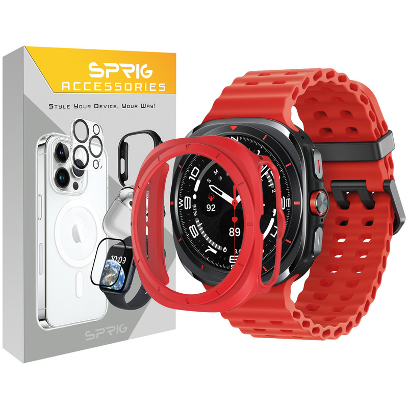بند اسپریگ مدل BK Buckle Guard مناسب برای ساعت هوشمند سامسونگ Galaxy Watch Ultra 47mm به همراه کاور