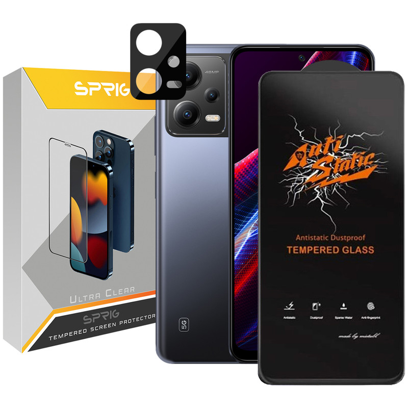 محافظ لنز دوربین اسپریگ مدل 3D-ANTIS مناسب برای گوشی موبایل شیائومی Poco X5 5G / Redmi Note 12 5G به همراه محافظ صفحه نمایش