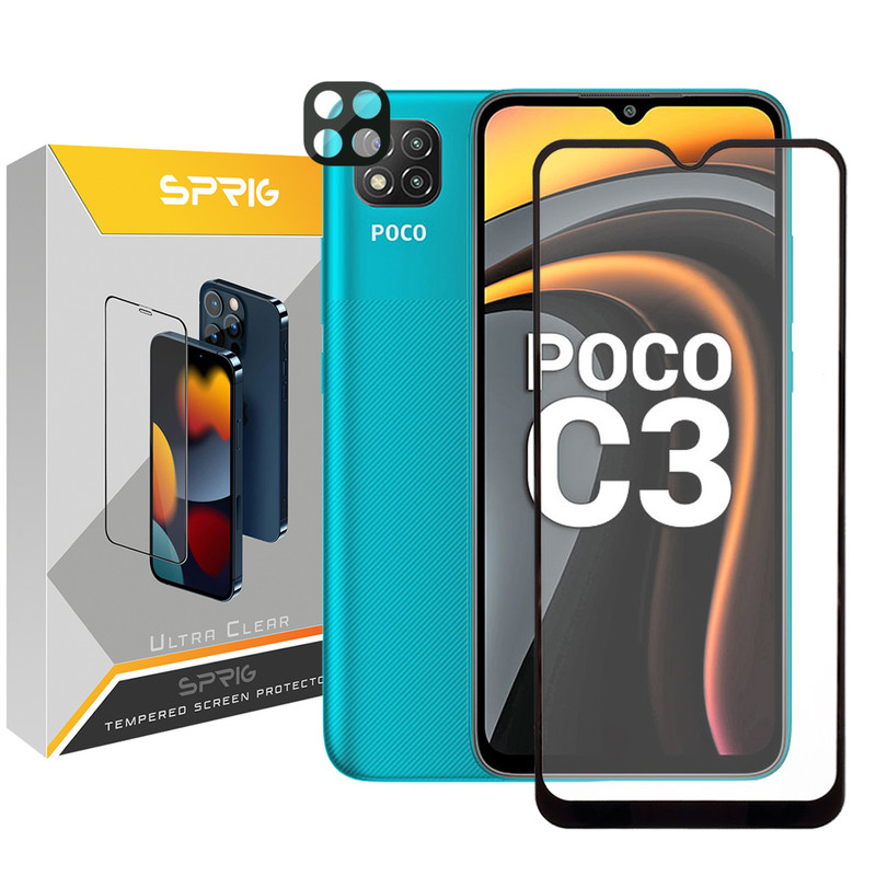 محافظ لنز دوربین اسپریگ مدل 3D-FU مناسب برای گوشی موبایل شیائومی Poco C3 به همراه محافظ صفحه نمایش