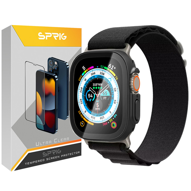 بند اسپریگ مدل Loop Alpine Black Cover مناسب برای اپل واچ Ultra 49 میلی متر به همراه کاور