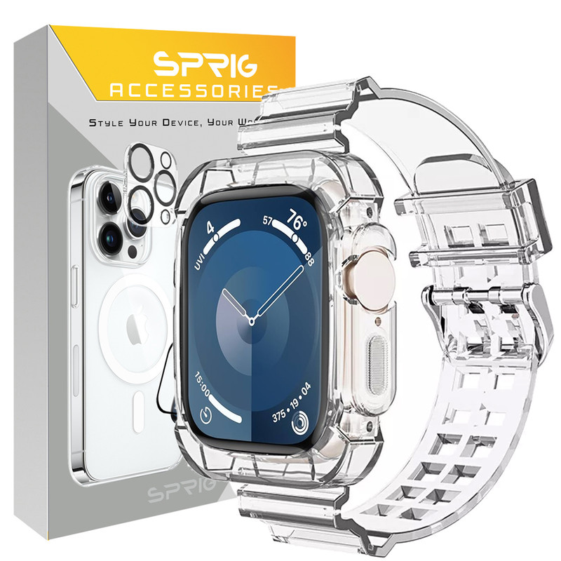 بند اسپریگ مدل Clear Shock مناسب برای اپل واچ Series SE 2022 Aluminum Case 40mm / SE 2021 Aluminum Case 40mm / Series 5 40mm / Series 6 40mm / Series 4 40mm