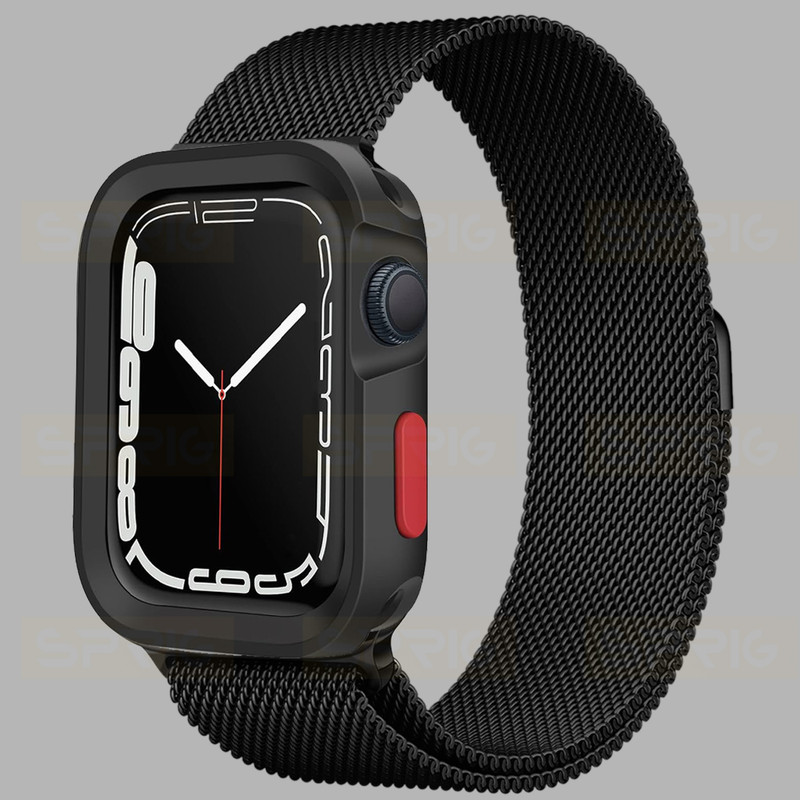 بند اسپریگ مدل Milanese Amizze مناسب برای اپل واچ سری 4/5/6/Se سایز 44 میلی متری به همراه کاور