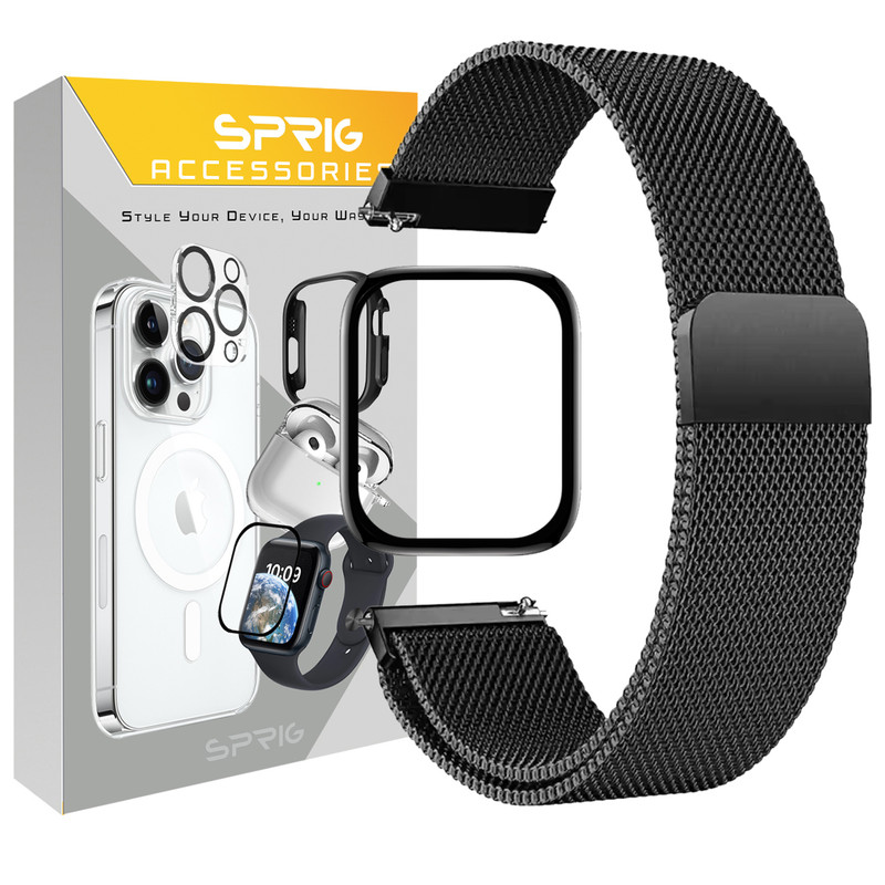 بند اسپریگ مدل Milanese TW-Pm مناسب برای ساعت هوشمند ایمیکی SF1 / SF1E به همراه محافظ صفحه نمایش 