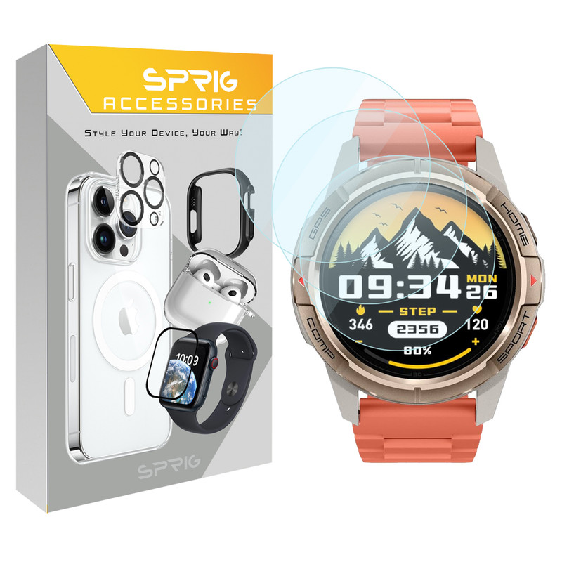 محافظ صفحه نمایش شیشه‌ای اسپریگ مدل SH-SP مناسب برای ساعت هوشمند میبرو GS Active بسته سه عددی