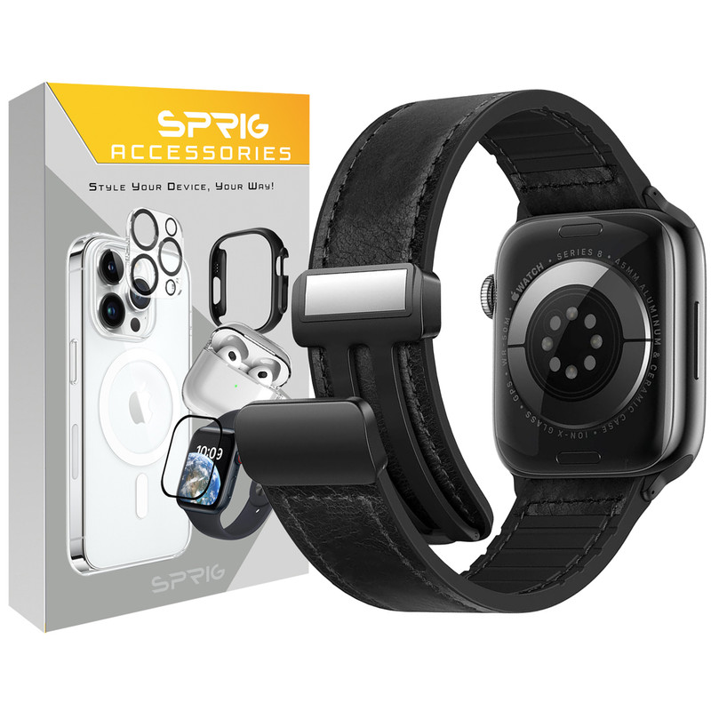 بند اسپریگ مدل Leather Magnetic Sic مناسب برای اپل واچ سری 4/5/6/Se سایز 44 میلی متری