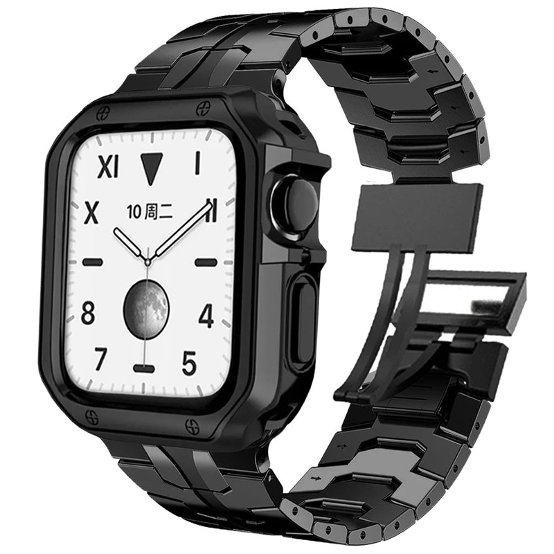 بند اسپریگ مدل Magnetic Iron man LX مناسب برای اپل واچ Series SE 2022 44mm / SE 2021 44mm / Series 5 44mm / Series 6 44mm / SE 44mm به همراه کاور