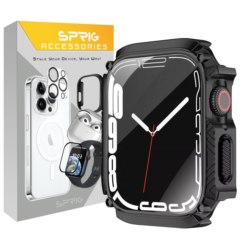 کاور اسپریگ مدل Armor Guard مناسب برای اپل واچ سری SE2021/7/8/9 سایز 45 میلی متری به همراه محافظ صفحه نمایش