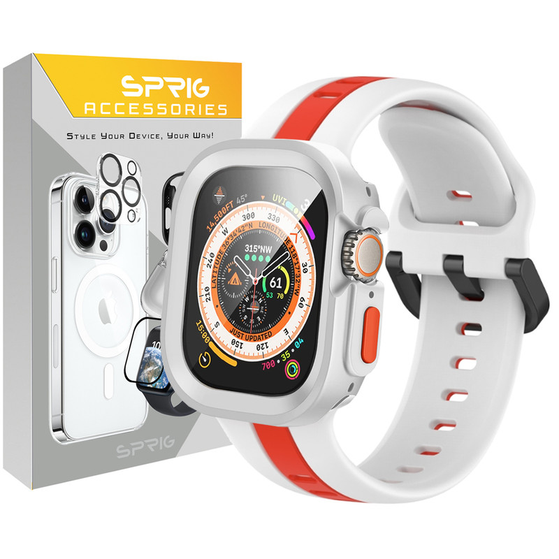 بند اسپریگ مدل Dual Color SGK Amizze مناسب برای اپل واچ Ultra / Ultra 2 49mm به همراه کاور