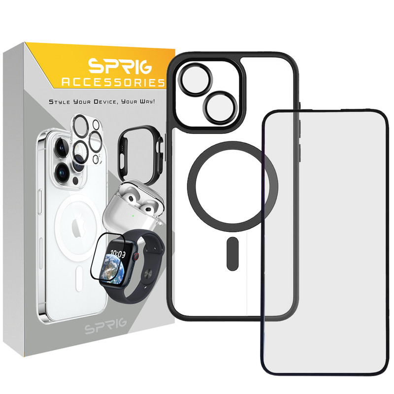 کاور اسپریگ مدل BRD Magsafe-Ring مناسب برای گوشی موبایل اپل Iphone 15 به همراه محافظ صفحه نمایش و محافظ لنز دوربین