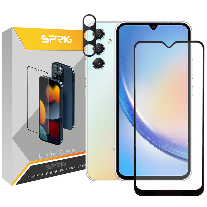 محافظ لنز دوربین اسپریگ مدل 3D-FU مناسب برای گوشی موبایل سامسونگ Galaxy A24 4G به همراه محافظ صفحه نمایش