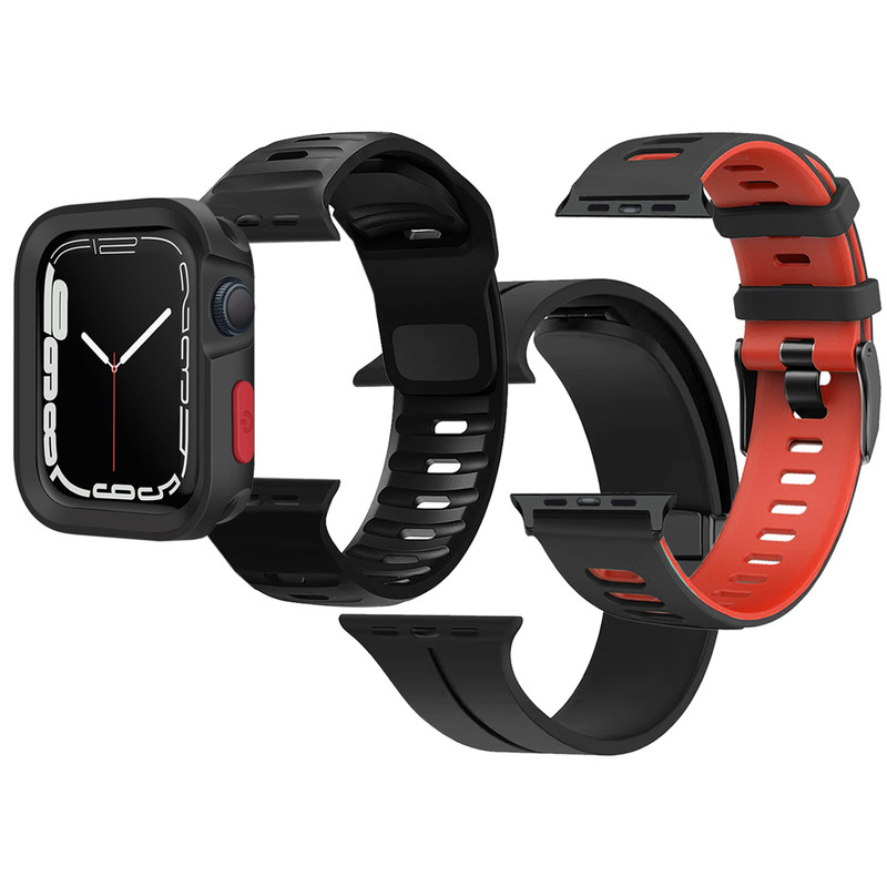 بند اسپریگ مدل bundle مناسب برای اپل واچ Series 7 45mm / Series 8 45mm / Series 9 45mm مجموعه 3 عددی به همراه کاور