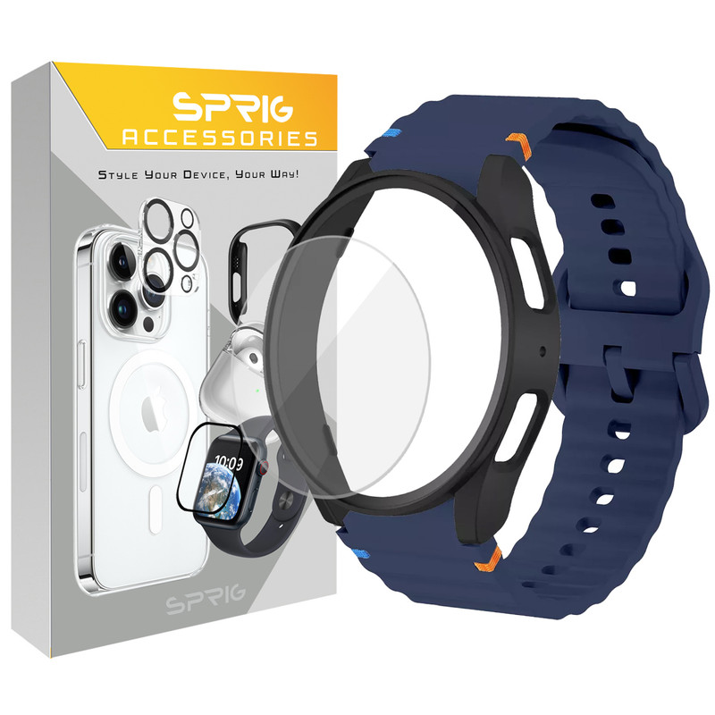 بند اسپریگ مدل Silic NewV-Guard مناسب برای ساعت هوشمند سامسونگ Galaxy Watch 6 Classic 47mm به همراه کاور