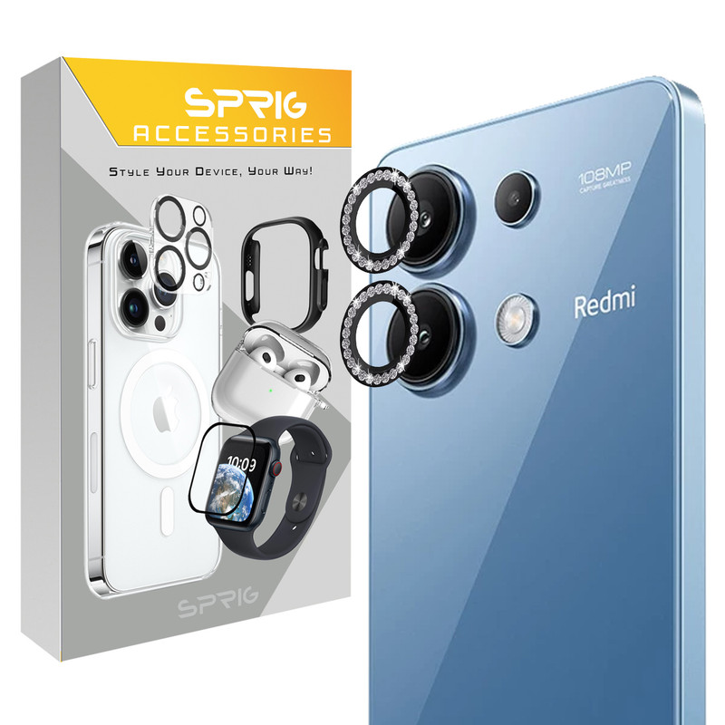 محافظ لنز دوربین رینگی اسپریگ مدل Ring Metal Diamond مناسب برای گوشی موبایل شیائومی Redmi Note 13 4G