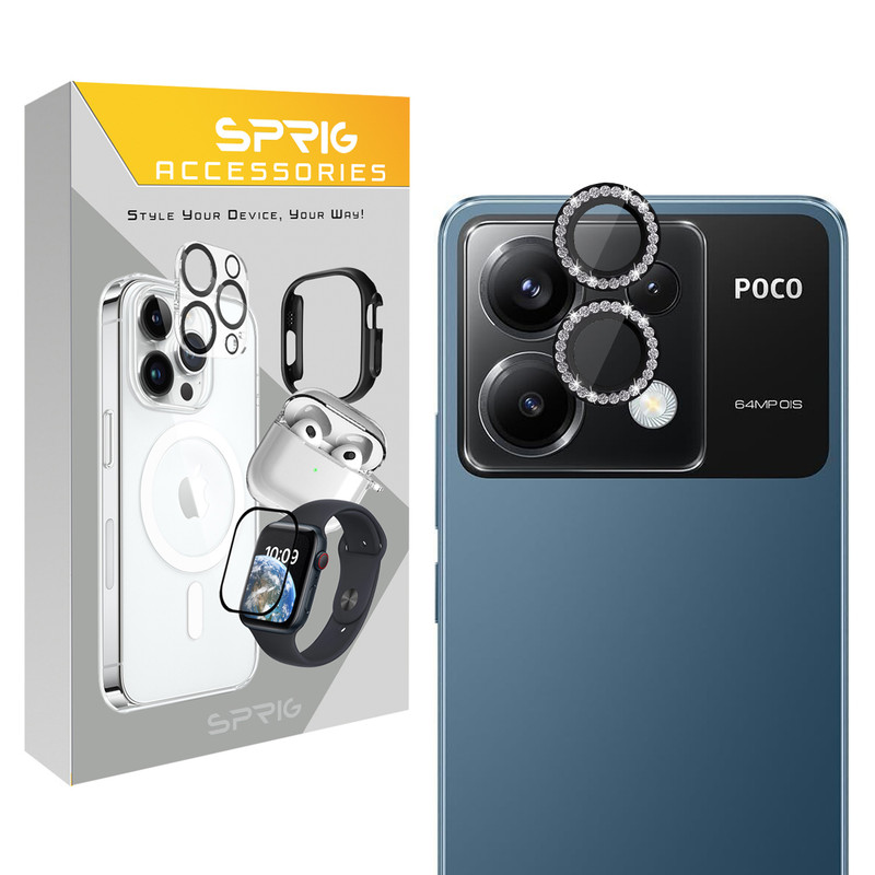 محافظ لنز دوربین رینگی اسپریگ مدل Ring Metal Diamond مناسب برای گوشی موبایل شیائومی Poco X6
