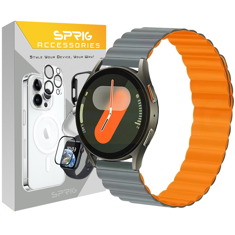 بند اسپریگ مدل Silicone Magnetic Link GRY مناسب برای ساعت هوشمند سامسونگ Watch 3 size 41mm / Galaxy Watch 4 40mm / watch 4 42mm / watch 4 44mm / watch 4 46mm