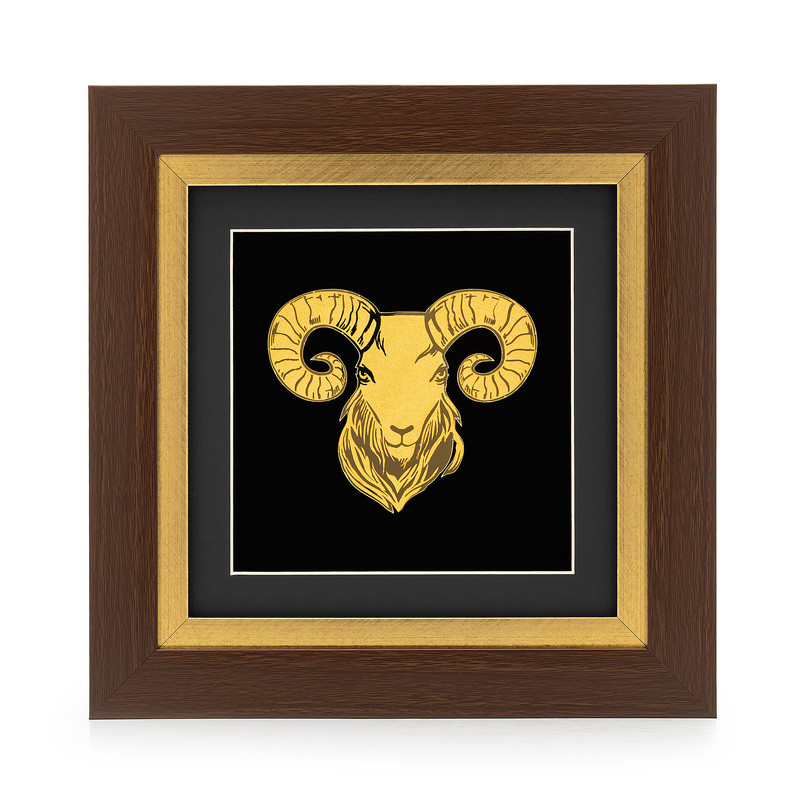 تابلو طلاکوب آلتین هنر بزازیان مدل قوچ نماد ماه فروردین