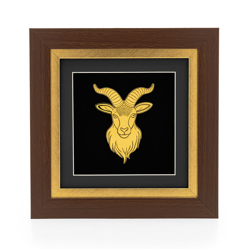 تابلو طلاکوب آلتین هنر مدل بز کوهی نماد ماه دی