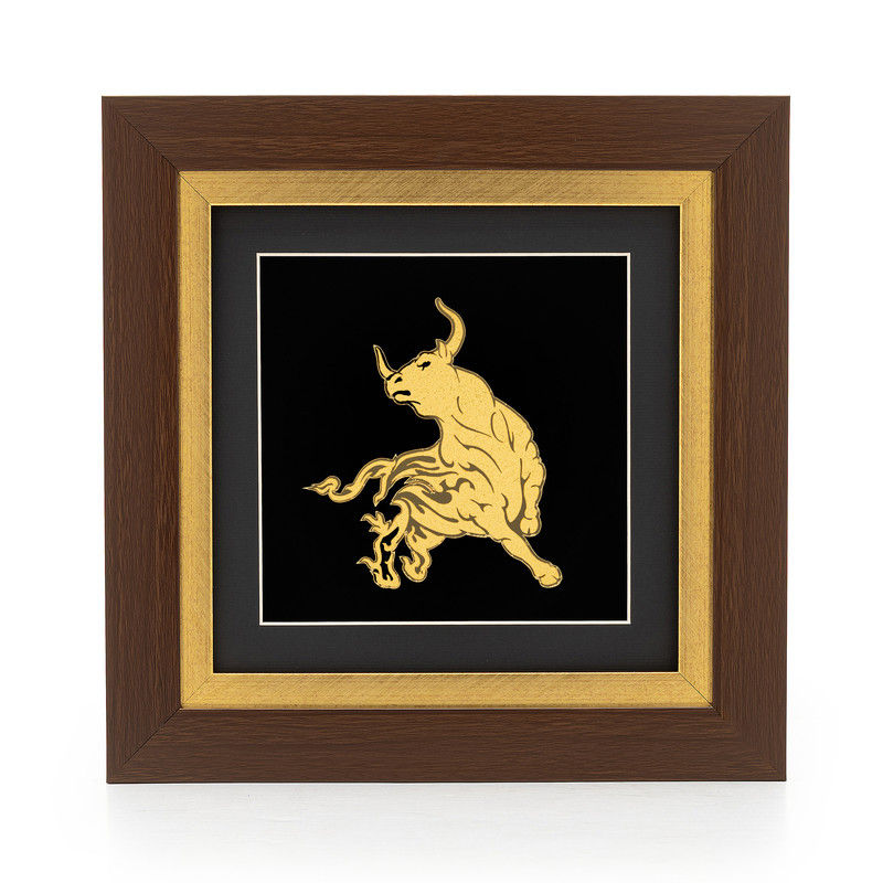 تابلو طلاکوب آلتین هنر مدل گاو نر نماد ماه اردیبهشت