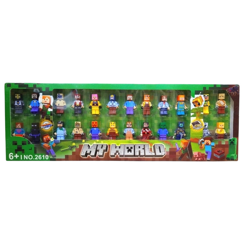 اکشن فیگور مدل ماینکرافت طرح استیو و واردن مجموعه 24 عددی