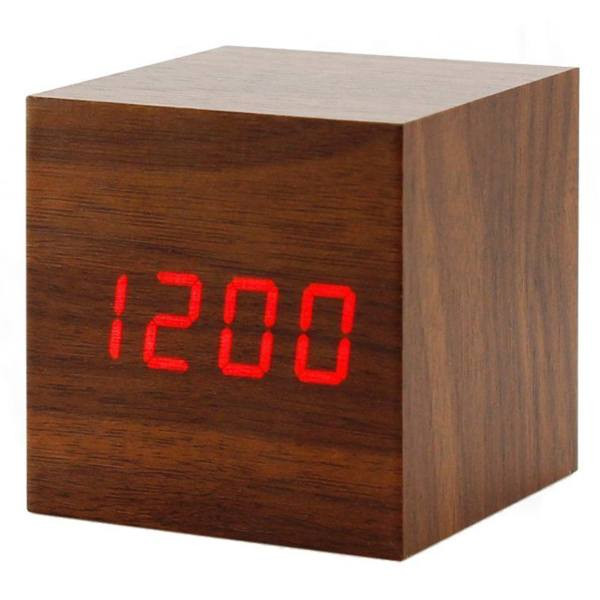 ساعت رومیزی دیجیتال مدل وودن کلاک مکعبی