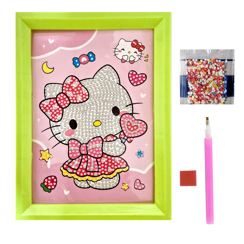 بازی آموزشی مدل ساخت تابلو نقاشی الماسی قاب دار طرح کیتی کد 018