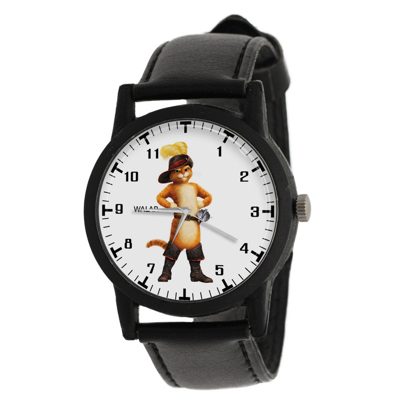 ساعت مچی عقربه ای زنانه و مردانه والار طرح گربه چکمه‌ پوش کد LF2268