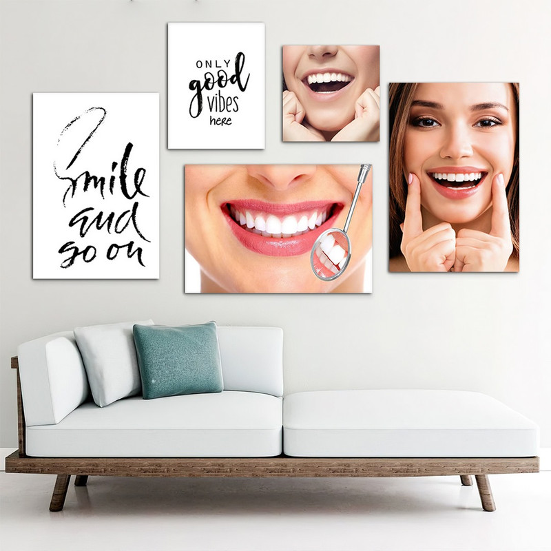 تابلو شاسی بکلیت طرح لبخند و دندانپزشکی مدل SH-1089 مجموعه 5 عددی