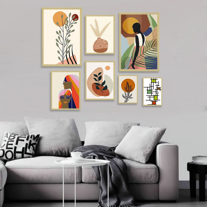 تابلو بکلیت طرح نقاشی دکوری مدرن سبک مینیمال مدل BE-1475 مجموعه 7 عددی