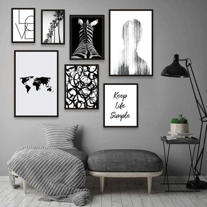 تابلو بکلیت طرح مدرن سیاه و سفید زبرا و جمله انگیزشی مدل B-710 مجموعه 7 عددی