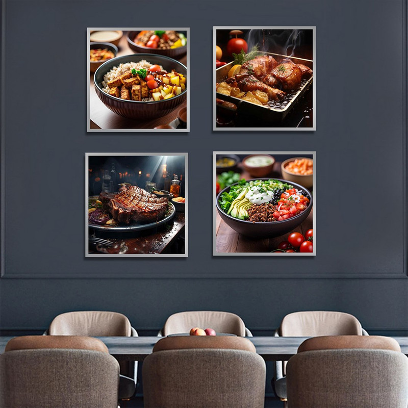 تابلو بکلیت مدل طرح رستوران استیک و سالاد و نودل SI-1137 مجموعه 4 عددی