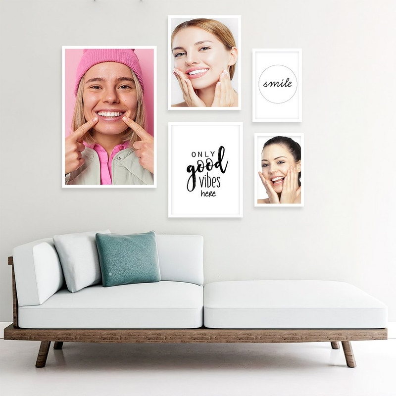 تابلو بکلیت مدل طرح دندانپزشکی و لبخند W-1088 مجموعه 5 عددی