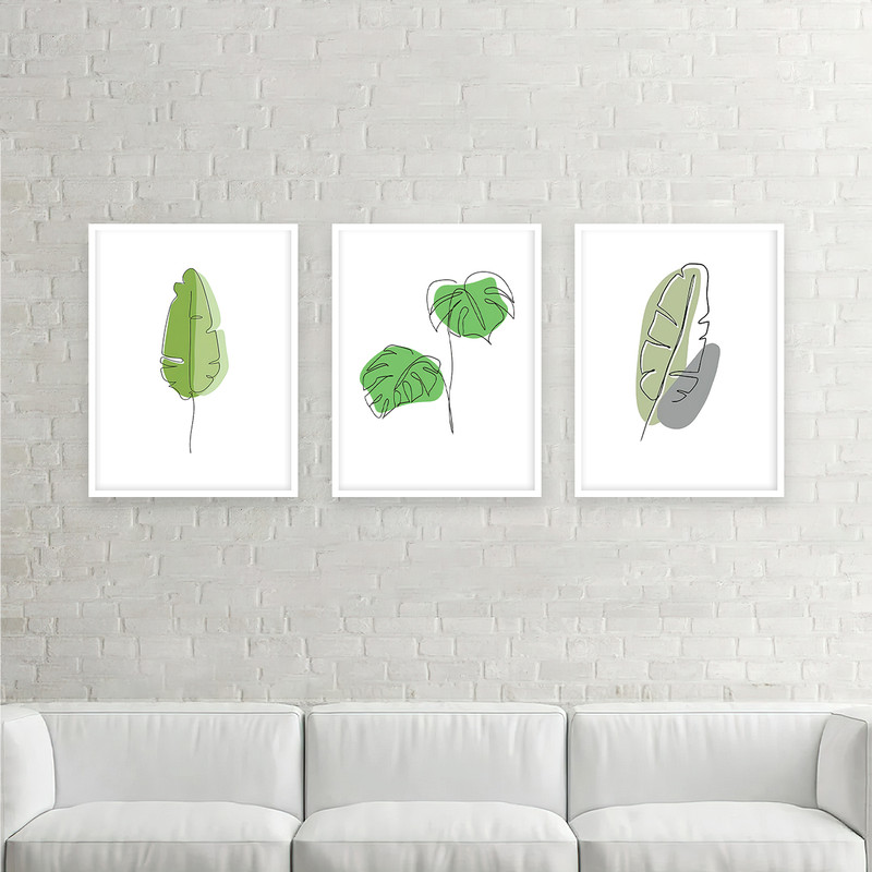 تابلو بکلیت طرح مینیمال برگ انجیری مدل W-636 مجموعه 3 عددی