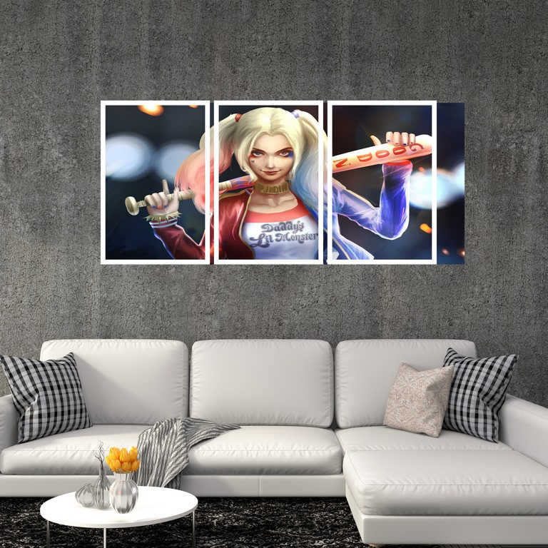 تابلو بکلیت طرح نقاشی هارلی کوئین مدل W-S4855 بسته 3 عددی