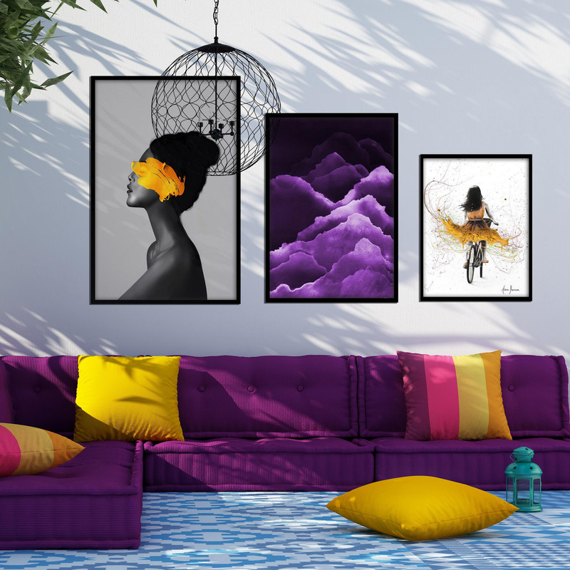 تابلو بکلیت طرح دکوراتیو دختر تنها مدل B-595 مجموعه 3 عددی 