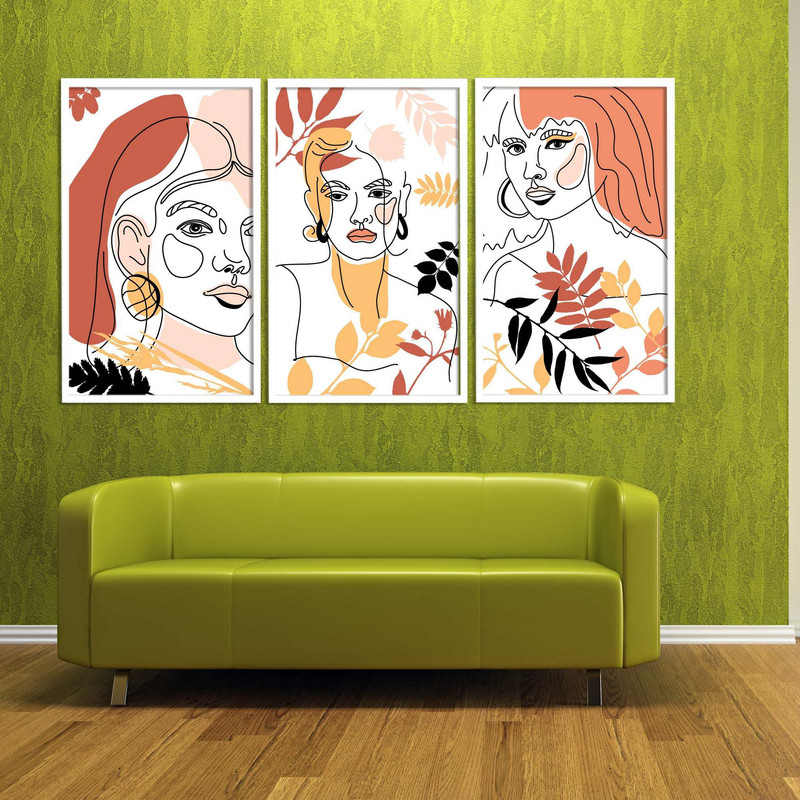 تابلو بکلیت طرح مدرن طراحی مینیمال چهره مدل W-579 مجموعه 3 عددی 