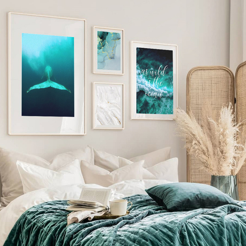 تابلو بکلیت طرح منظره طبیعت دریایی مدل W-576 مجموعه 5 عددی