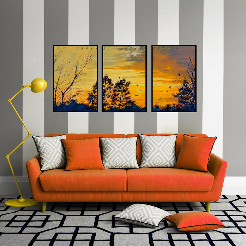 تابلو بکلیت طرح غروب دل انگیز مدل B-428 بسته 3 عددی