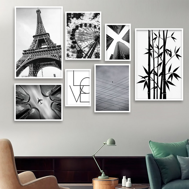 تابلو بکلیت طرح منظره شهر و بامبو مدل W-741 مجموعه 7 عددی