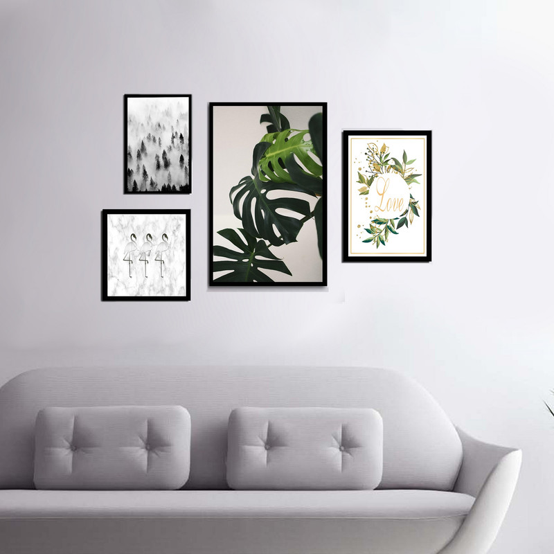 تابلو بکلیت طرح برگ مدل دکوراتیو B-311 مجموعه 4 عددی