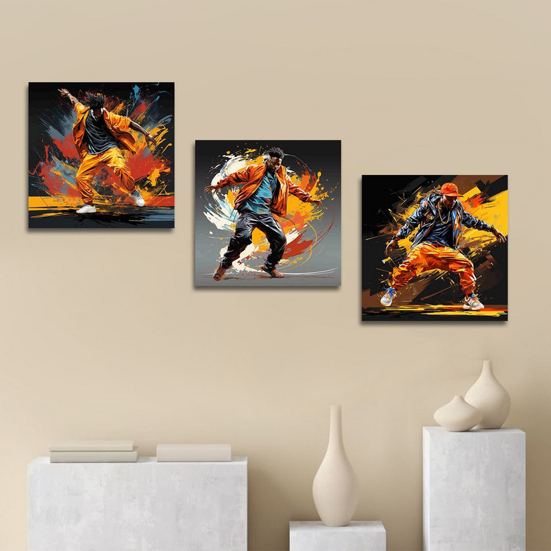 تابلو شاسی بکلیت طرح نقاشی پسرانه ورزش پارکور مدل SH-1384 مجموعه 3 عددی