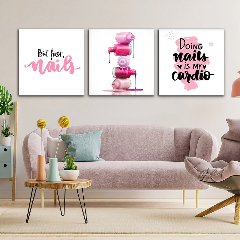 تابلو شاسی بکلیت طرح آرایشی کاشت ناخن و لاک مدل SH-921 مجموعه 3 عددی